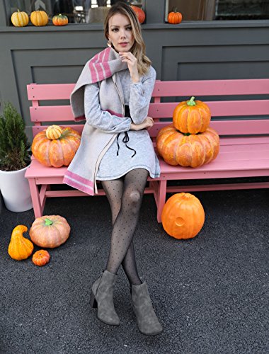 Allegra K Botines con Cremallera De Tacón Grueso Apiladas Punta Redonda para Mujeres - Gris/US 6.5, EU 37