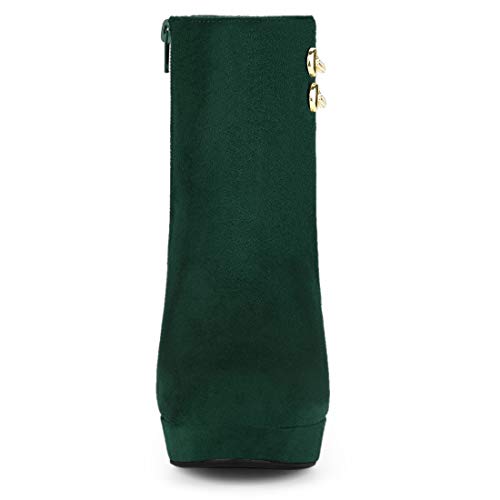 Allegra K Botines con Plataforma Tacón Grueso Alto Punta Redondeada para Mujer Verde 37