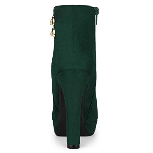 Allegra K Botines con Plataforma Tacón Grueso Alto Punta Redondeada para Mujer Verde 37