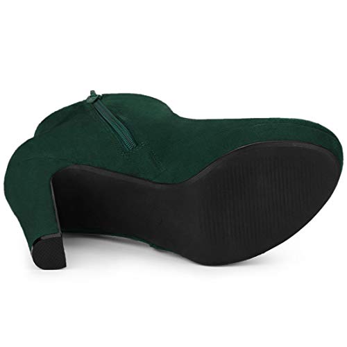 Allegra K Botines con Plataforma Tacón Grueso Alto Punta Redondeada para Mujer Verde 37