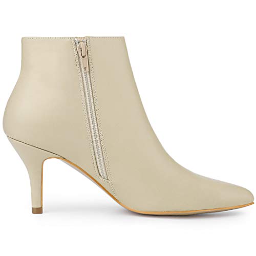 Allegra K Botines De Punta Estrecha Cremallera Y Tacón De Aguja para Mujer Beige 37.5 EU
