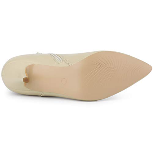 Allegra K Botines De Punta Estrecha Cremallera Y Tacón De Aguja para Mujer Beige 37.5 EU