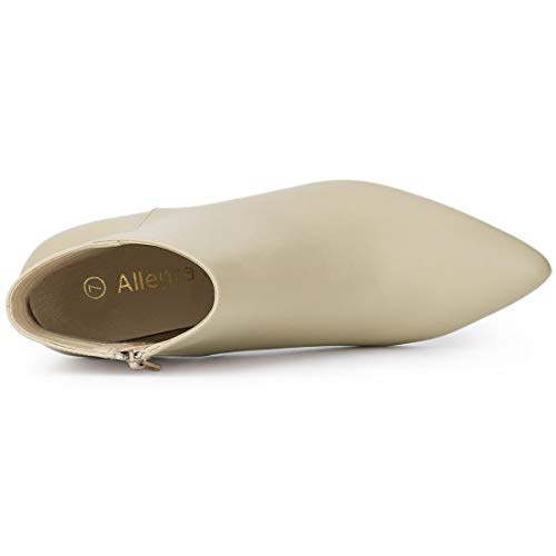 Allegra K Botines De Punta Estrecha Cremallera Y Tacón De Aguja para Mujer Beige 37.5 EU