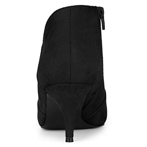 Allegra K Botines Recorte Tacón Bajo De Aguja De Punta Estrecha para Mujeres Negro 41