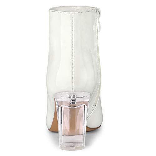Allegra K Botines Tacón Grueso Transparente para Mujer Blanco 37