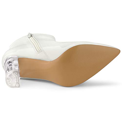 Allegra K Botines Tacón Grueso Transparente para Mujer Blanco 37
