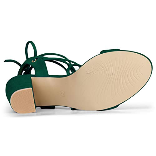 Allegra K Sandalias De Tacón Alto con Cordones Talón Abierto para Mujeres Verde 36