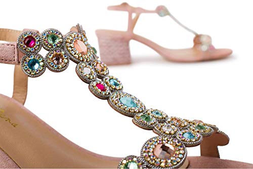 Alma en Pena Sandalia de tacón Medio Rosa Seductora para Mujer V20504 - Talla: 36