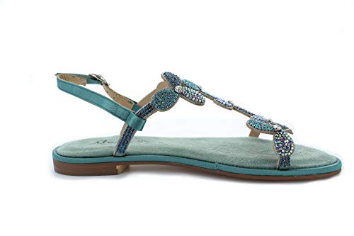 Alma en Pena Sandalias con correa para mujer V20970 de ante satinado turquesa (Mint), color Turquesa, talla 36 EU