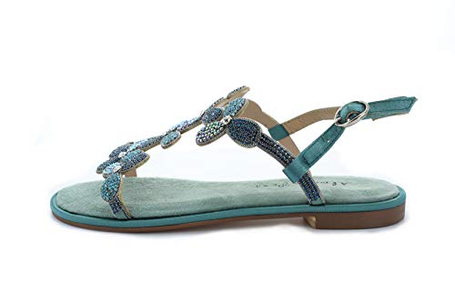 Alma en Pena Sandalias con correa para mujer V20970 de ante satinado turquesa (Mint), color Turquesa, talla 36 EU