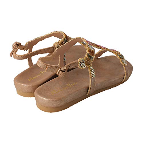 Alma en Pena V20831 - Sandalia DE CUÑA Baja con Pedreria EN Metalizado Bronce para Mujer Color: METALICO Talla: 40