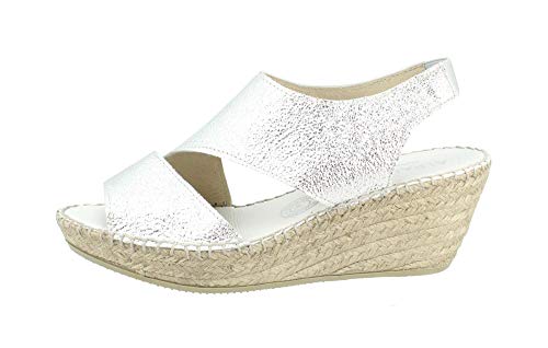 Alpargata Cuña Alta Piel Plata - Talla 37