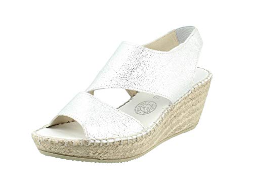 Alpargata Cuña Alta Piel Plata - Talla 37