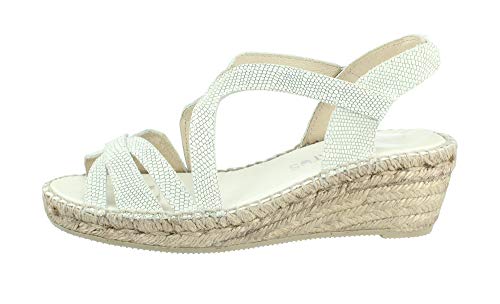 Alpargata Cuña Media Piel Blanco - Talla 35