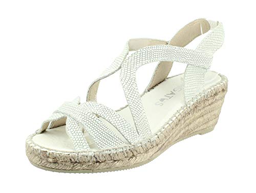 Alpargata Cuña Media Piel Blanco - Talla 35