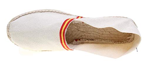 Alpargata Piso Yute y Tejido Lona Espiga Bandera ESPAÑA Made IN Spain Cosido A Mano (Beige, Numeric_39)