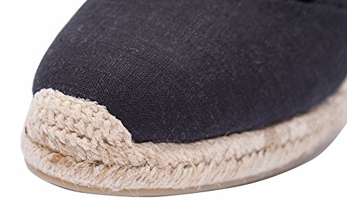 Alpargatas con tacón de cuña de Denim clásico para Mujer con Tiras con Cordones Negro39