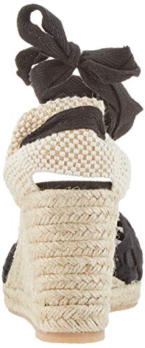 Alpargatas con tacón de cuña de Encaje de Mezclilla clásico para Mujer con Tiras con Cordones Blacklace37