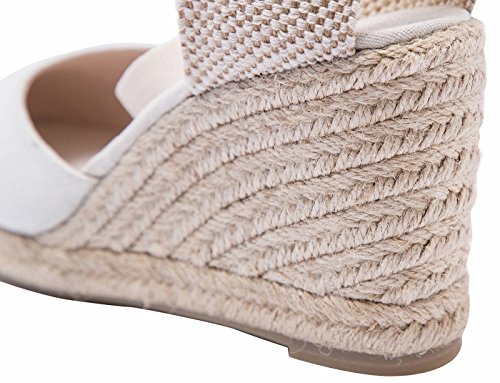 Alpargatas de cuña de Mezclilla clásica para Mujer con Alpargatas blancas40