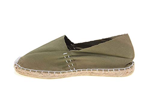 Alpargatas de Esparto Hechas EN ESPAÑA Cosidas A Mano con Piso de Goma y Yute (Kaki, Numeric_44)