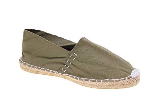 Alpargatas de Esparto Hechas EN ESPAÑA Cosidas A Mano con Piso de Goma y Yute (Kaki, Numeric_44)