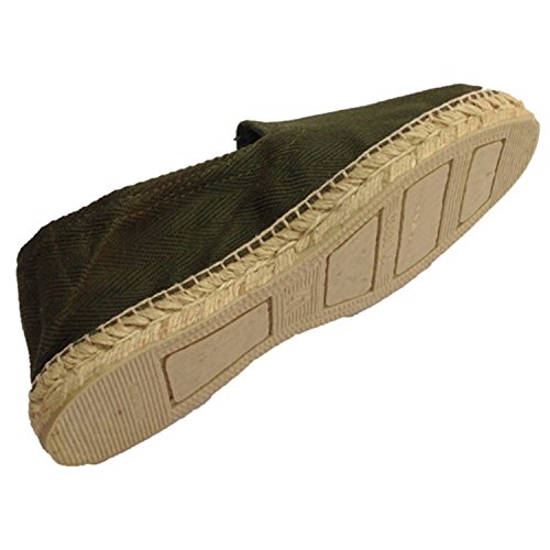 Alpargatas de Esparto Tela de Espiga y Suela de Goma por Debajo Made in Spain en Kaki (Necesario Talla Extra) Talla 44