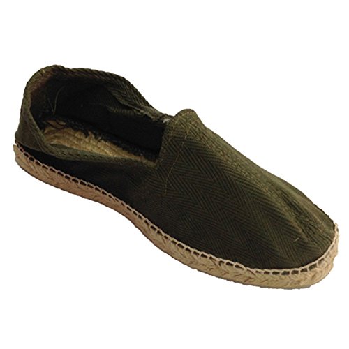 Alpargatas de Esparto Tela de Espiga y Suela de Goma por Debajo Made in Spain en Kaki (Necesario Talla Extra) Talla 44