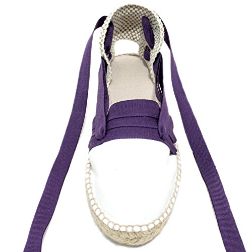 Alpargatas Hechas a Mano Tradicionales de Media Cuña Diseño Tres Vetas Color Lila - Lila Oscuro, 35