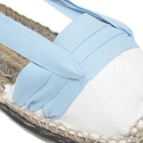 Alpargatas Tradicionales Planas Suela de Goma Diseño Tres Vetas o Tabernero Color Azul Claro - Azul Claro, 31, Goma