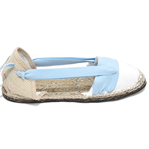 Alpargatas Tradicionales Planas Suela de Goma Diseño Tres Vetas o Tabernero Color Azul Claro - Azul Claro, 31, Goma