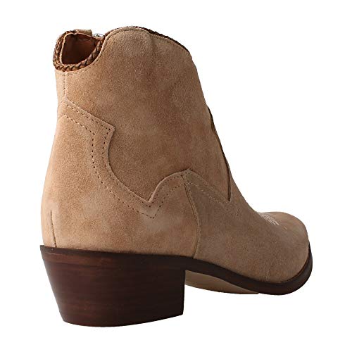 ALPE 4578 - Botin Tejano DE Ante Arena con Dibujo PESPUNTEADO para Mujer Color: Beige Talla: 40 EU