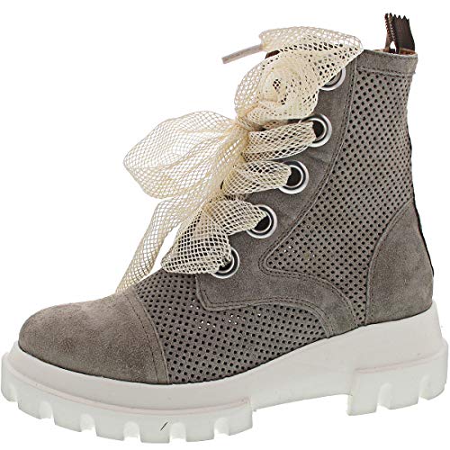 ALPE 4628 - Bota Estilo Militar con Cordones Y Cremallera Interior para Mujer Color: Mostaza Talla: 37