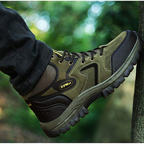 Alta Ayuda Zapatos Impermeables De Senderismo Deslizamiento Resistente Al Desgaste para Hombre Enviar Calcetines Verde del Ejército 45 EU
