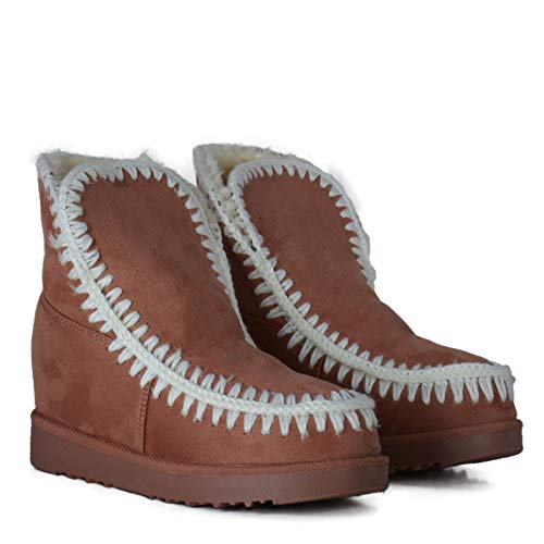 ALTAMODA Botas Australianas para Mujer Calientes Cuña Interior y Forrada con Pelo Rosa (40)