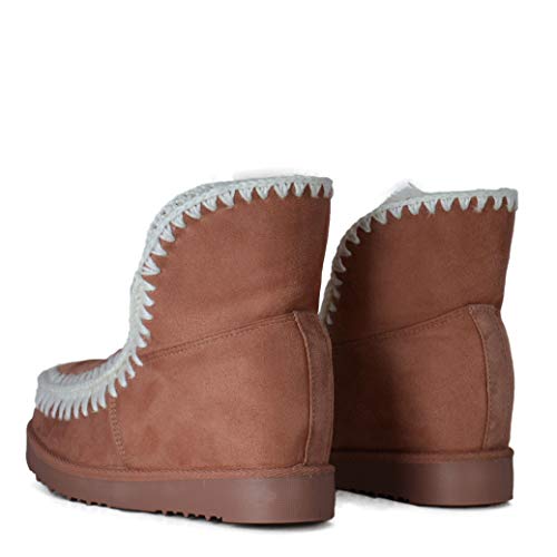 ALTAMODA Botas Australianas para Mujer Calientes Cuña Interior y Forrada con Pelo Rosa (40)
