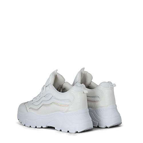 Altamoda Zapatillas Deportivas Plataforma para Mujer Blancas (39)