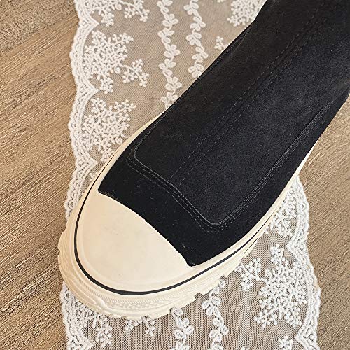Altas Botas, Botas De Las Mujeres Del Estiramiento Todo, Match Tela Martin Botas Debajo De La Rodilla Conveniente Para El Invierno,Negro,37