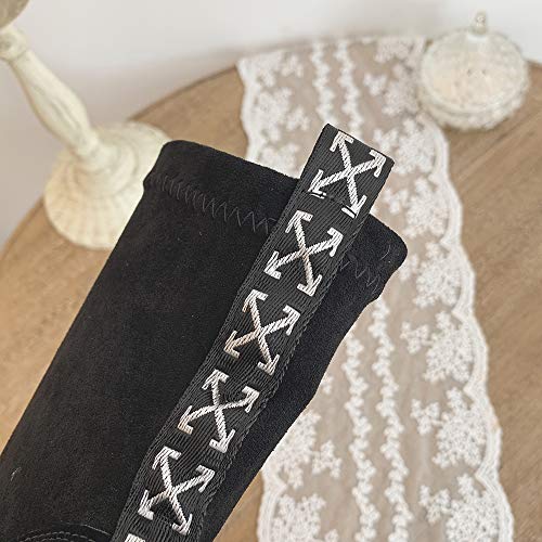 Altas Botas, Botas De Las Mujeres Del Estiramiento Todo, Match Tela Martin Botas Debajo De La Rodilla Conveniente Para El Invierno,Negro,37