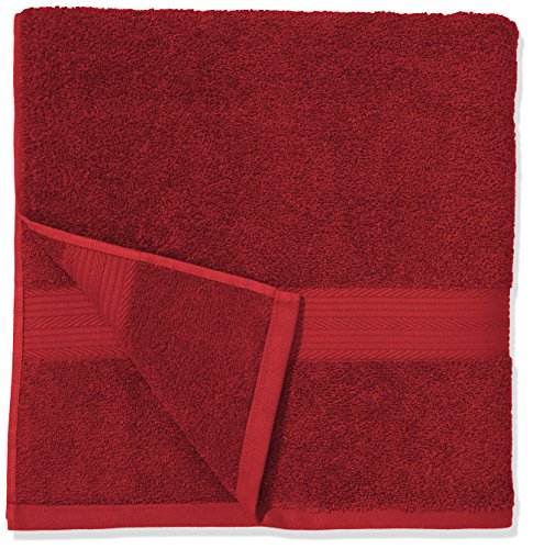 Amazon Basics AB Fade Resitant, 100% Algodón, Rojo, 2 baño + 2 manos