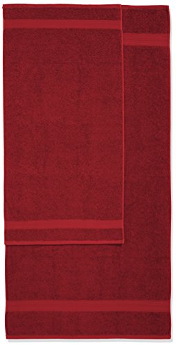 Amazon Basics AB Fade Resitant, 100% Algodón, Rojo, 2 baño + 2 manos