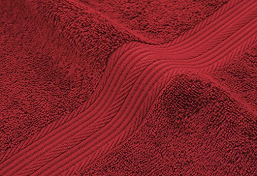 Amazon Basics AB Fade Resitant, 100% Algodón, Rojo, 2 baño + 2 manos