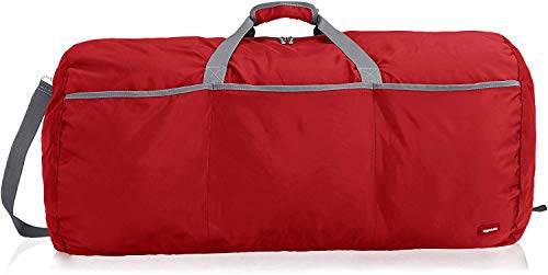 Amazon Basics - Bolsa grande de viaje/deporte (lona, 98 l), color rojo