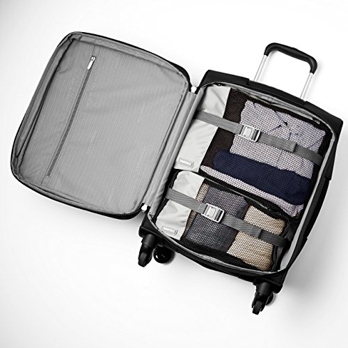 Amazon Basics - Maleta blanda con ruedas giratorias, 54 cm, para equipaje de mano, Negro