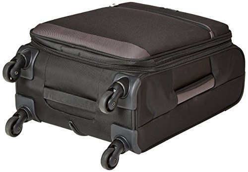 Amazon Basics - Maleta blanda con ruedas giratorias, 54 cm, para equipaje de mano, Negro