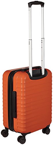 Amazon Basics - Maleta de viaje rígida giratori- 55 cm, Tamaño de cabina, Naranja fuerte