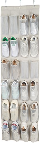 Amazon Basics - Organizador de zapatos de tamaño mediano para 24 zapatos, para colgar sobre puertas