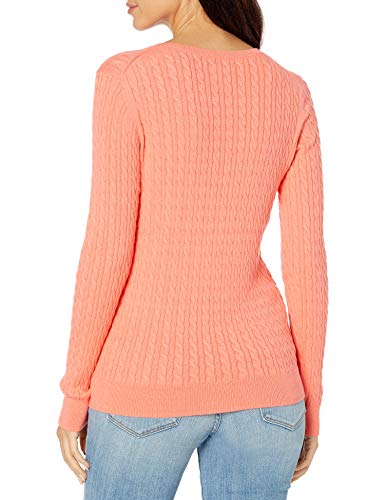 Amazon Essentials Lightweight Cable Crewneck Sweater Pullover-Sweaters, Coral, XL