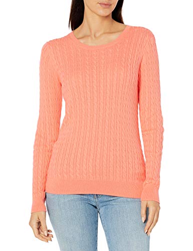Amazon Essentials Lightweight Cable Crewneck Sweater Pullover-Sweaters, Coral, XL