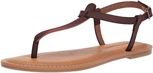 Amazon Essentials – Sandalia de dedo informal con correa de tobillo para mujer , Marrón (brown), 40