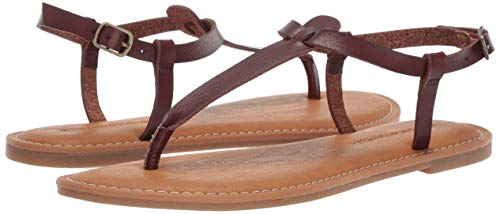 Amazon Essentials – Sandalia de dedo informal con correa de tobillo para mujer , Marrón (brown), 40